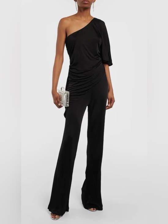 Diane Von Furstenberg Pants - Diane Von Furstenberg Black Talia One Shoulder Jersey Jumpsuit.  Sz Small
